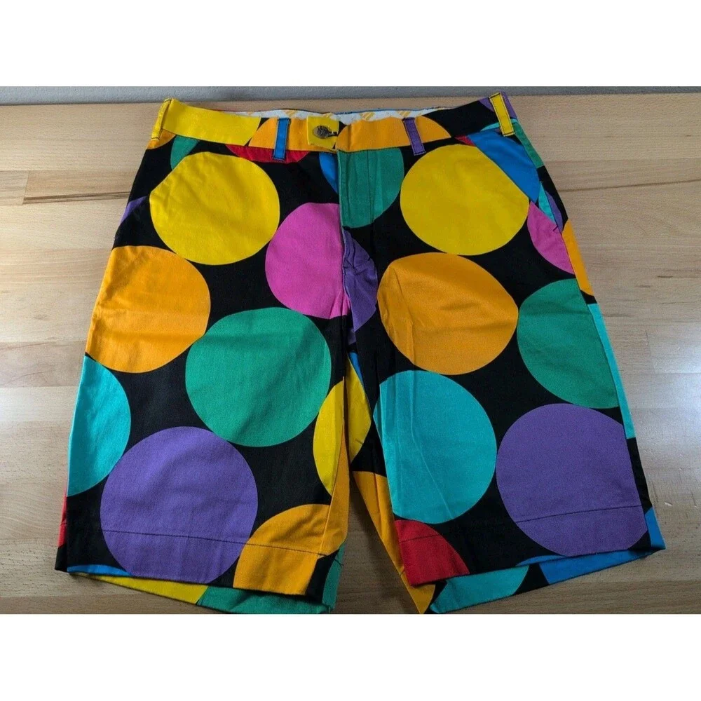 Loudmouth Golf Rainbow Colorful Circles Polka Dot Shorts Mens 34
